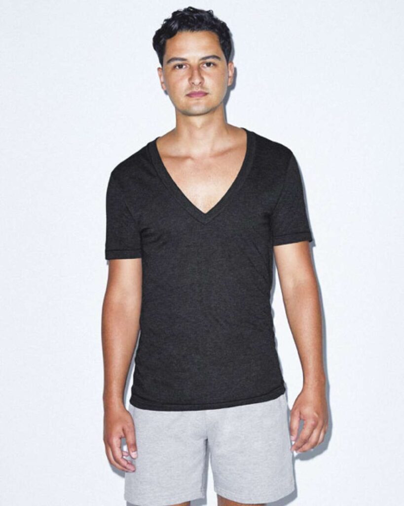UNISEX TRI-BLEND S/S DEEP V-NECK T-SHIRT - Slika 9