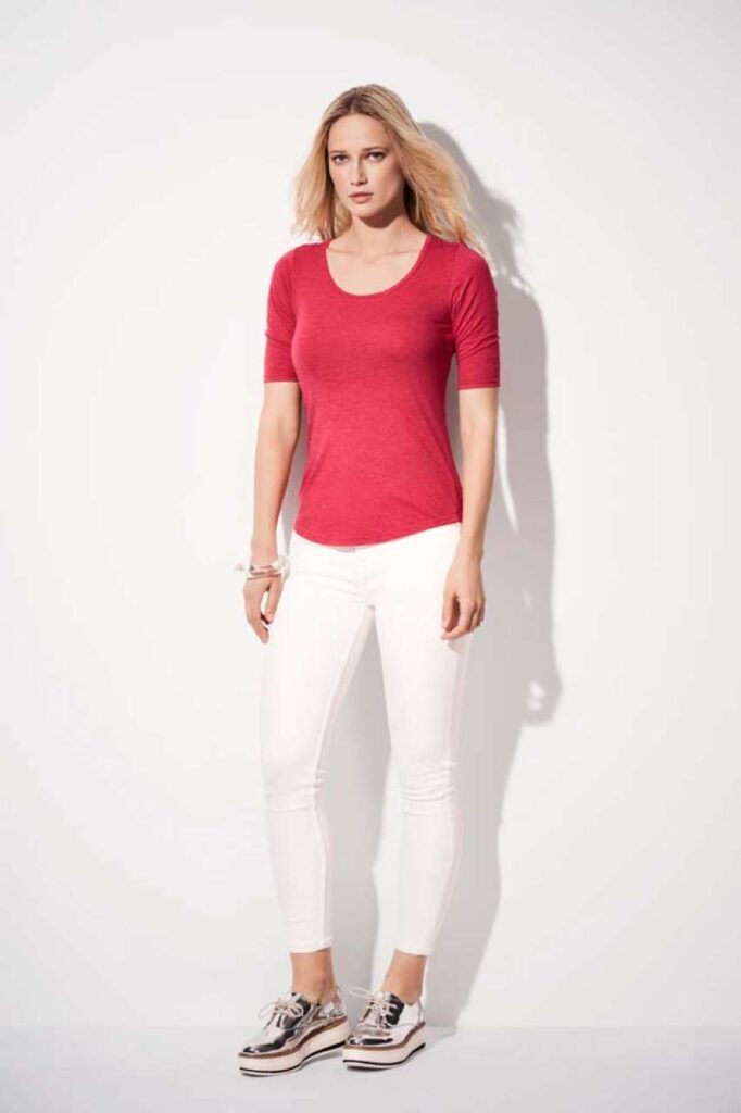 WOMEN’S TRI-BLEND DEEP SCOOP 1/2 SLEEVE TEE - Slika 2