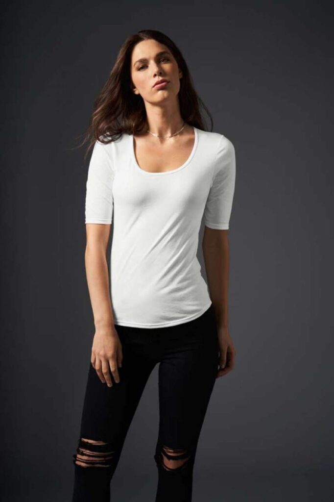 WOMEN’S TRI-BLEND DEEP SCOOP 1/2 SLEEVE TEE - Slika 6