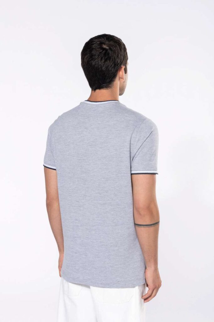 MEN'S PIQUÉ KNIT V-NECK T-SHIRT - Slika 3