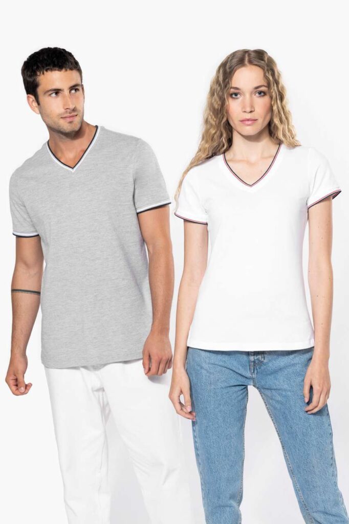 MEN'S PIQUÉ KNIT V-NECK T-SHIRT - Slika 7