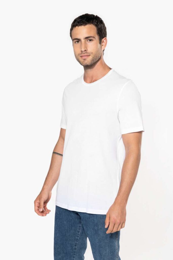 MEN'S SHORT-SLEEVED ORGANIC T-SHIRT WITH RAW EDGE NECKLINE - Slika 2