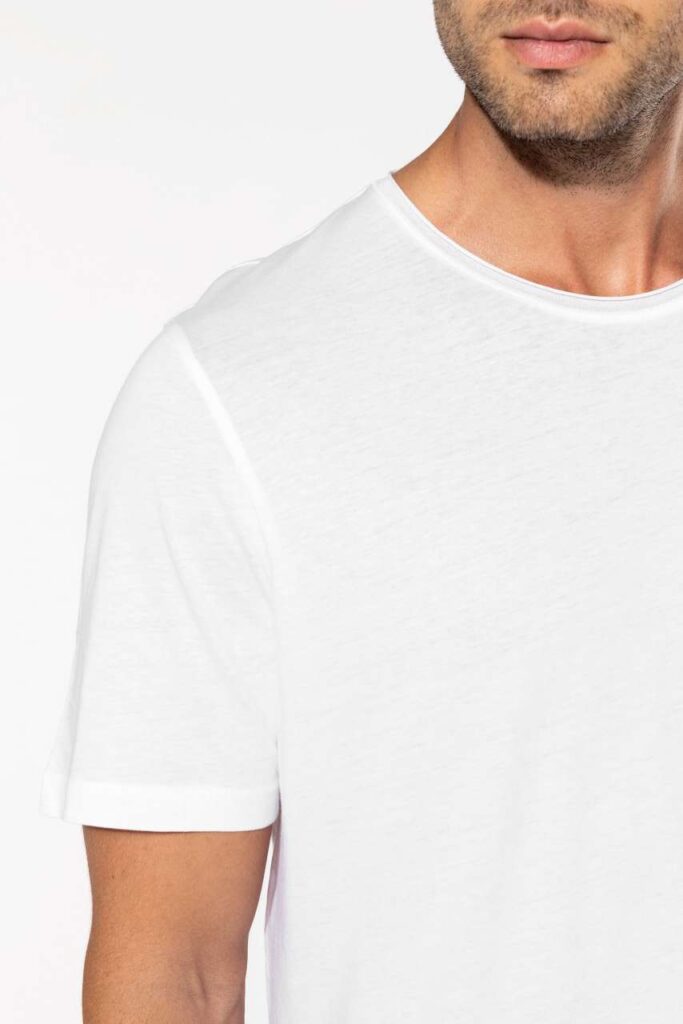 MEN'S SHORT-SLEEVED ORGANIC T-SHIRT WITH RAW EDGE NECKLINE - Slika 4