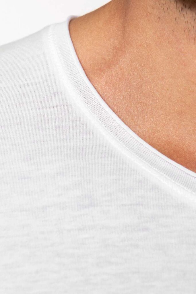 MEN'S SHORT-SLEEVED ORGANIC T-SHIRT WITH RAW EDGE NECKLINE - Slika 5