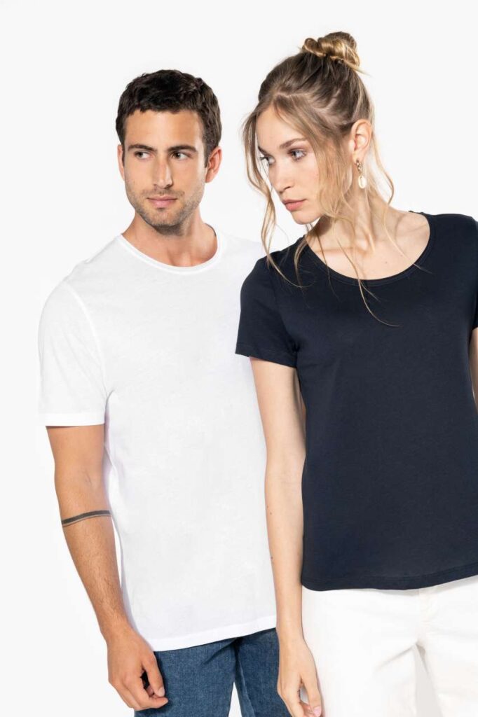 LADIES' SHORT-SLEEVED ORGANIC T-SHIRT WITH RAW EDGE NECKLINE - Slika 3
