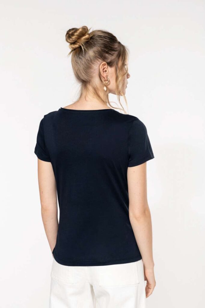 LADIES' SHORT-SLEEVED ORGANIC T-SHIRT WITH RAW EDGE NECKLINE - Slika 5