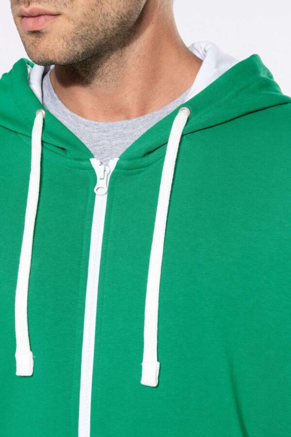 MEN'S CONTRAST HOODED FULL ZIP SWEATSHIRT