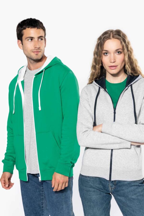 MEN'S CONTRAST HOODED FULL ZIP SWEATSHIRT
