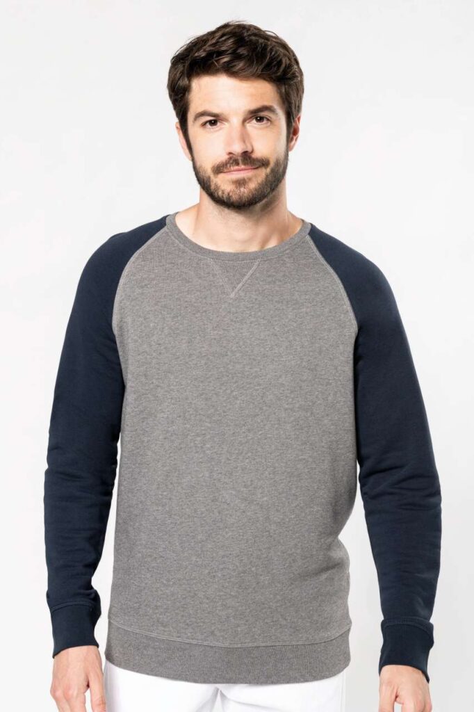 MEN'S TWO-TONE ORGANIC CREW NECK RAGLAN SLEEVE SWEATSHIRT - Slika 2