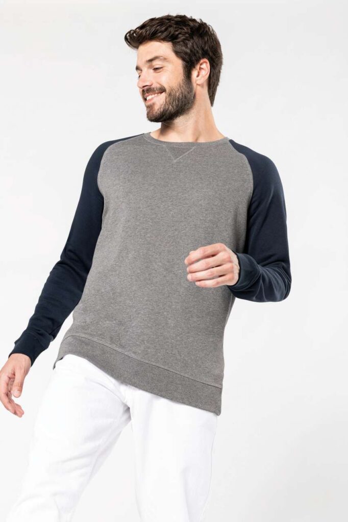 MEN'S TWO-TONE ORGANIC CREW NECK RAGLAN SLEEVE SWEATSHIRT - Slika 3