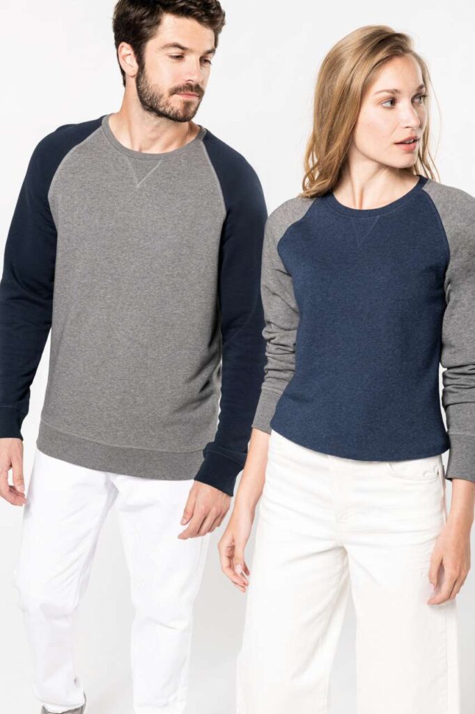 MEN'S TWO-TONE ORGANIC CREW NECK RAGLAN SLEEVE SWEATSHIRT - Slika 6