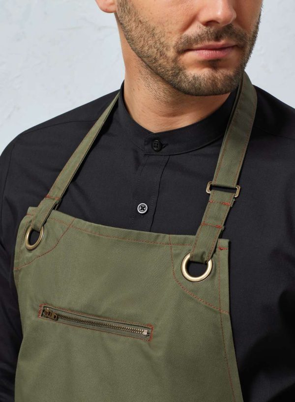 ‘BARLEY’ CONTRAST STITCH SUSTAINABLE BIB APRON