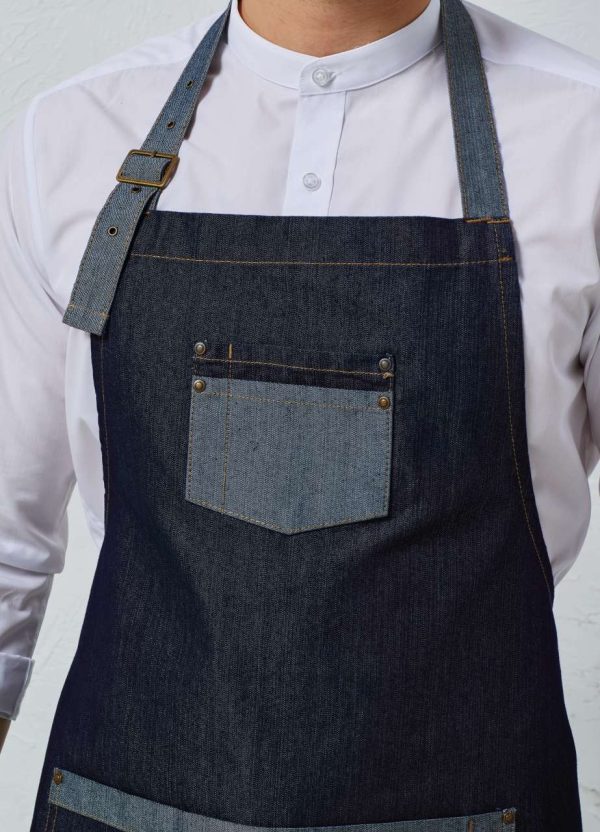 'DOMAIN' CONTRAST DENIM BIB APRON