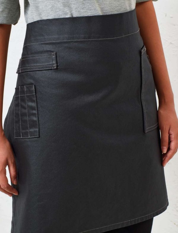 'DIVISION' WAXED LOOK DENIM WAIST APRON