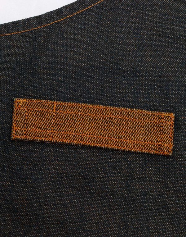 'DIVISION' WAXED LOOK DENIM BIB APRON WITH FAUX LEATHER