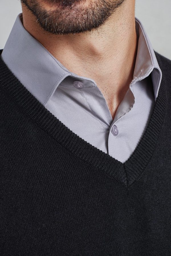 'ESSENTIAL' ACRYLIC MEN'S V-NECK SWEATER